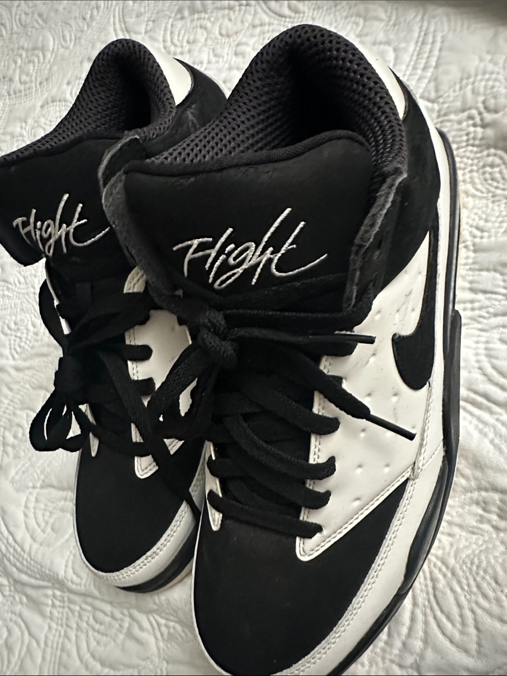Nike Black and White Flight Mid-Top Sneakers